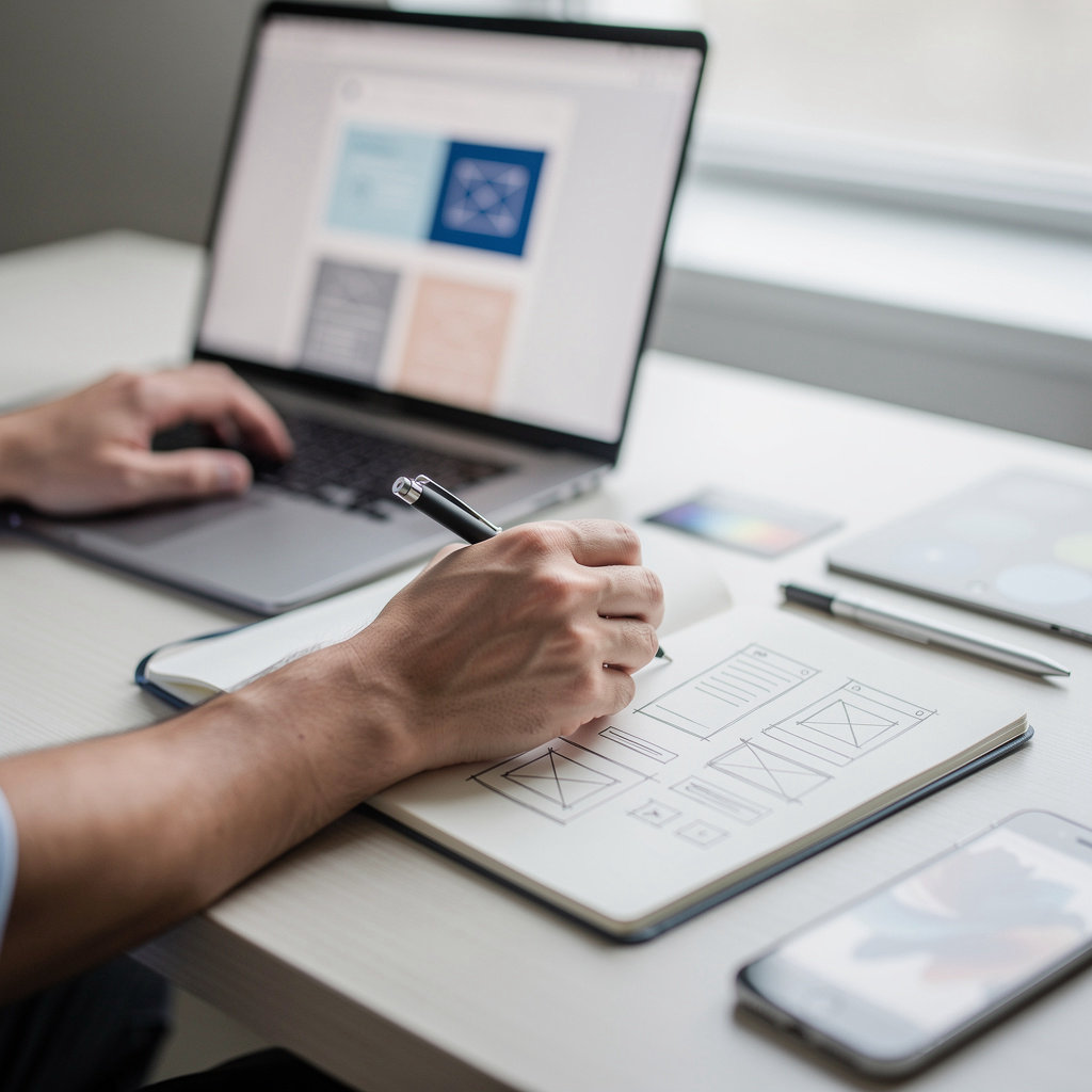 OmOmbre web design and development team collaborating on a professional website project for a local business